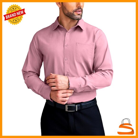 Other - Mens Wrinkle Free Dress Shirt Long Sleeve Button Down Formal Business Fit